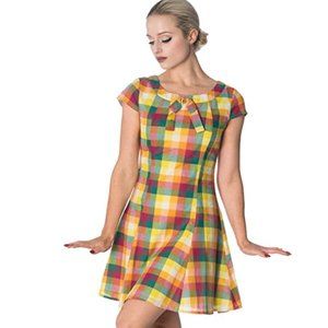 Banned Apparel Rainbow Check Dress XL